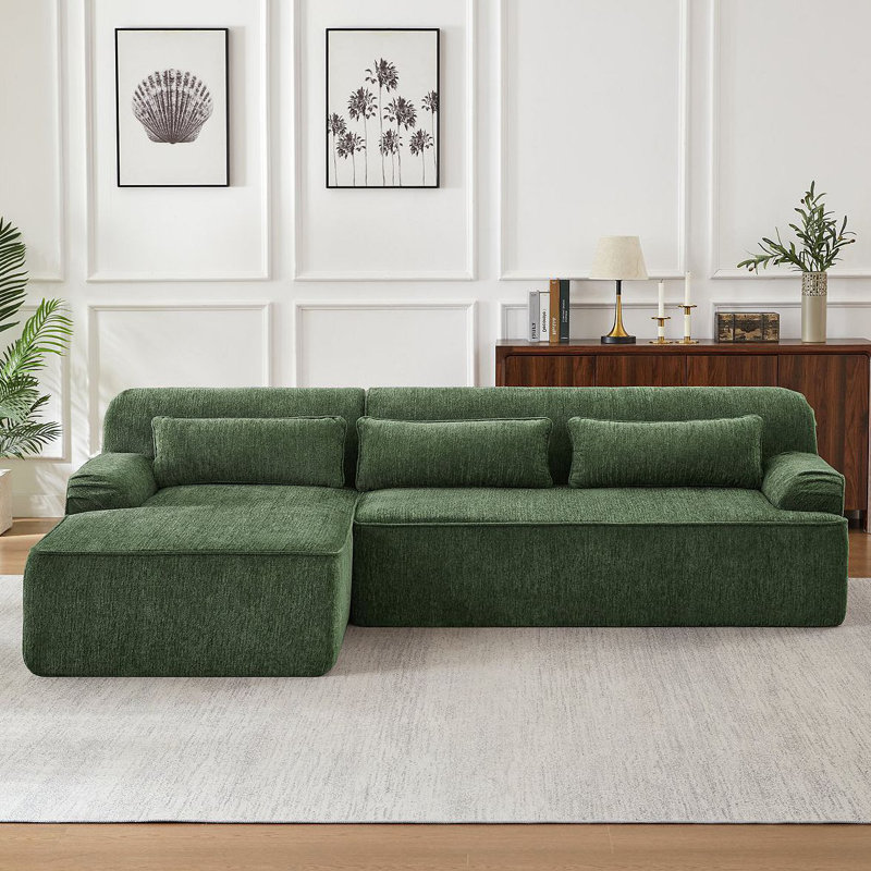 Canapé modulaire surdimensionné en L Chenille, design minimaliste, canapé-lit pour salon, appartement et espaces de réception, aucun assemblage requis