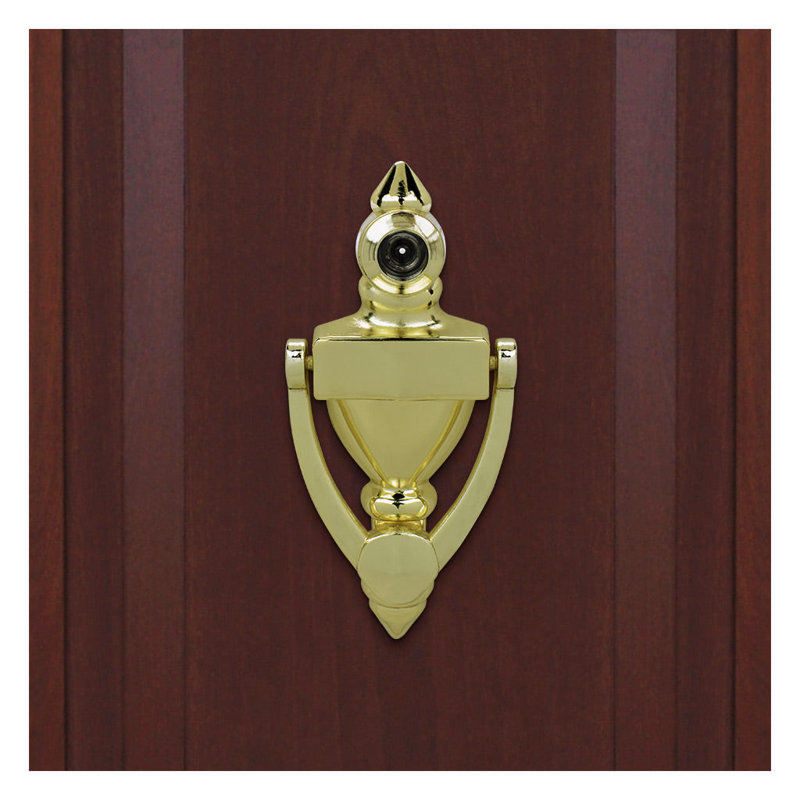 Heurtoir de porte haute avec visionneuse 220 degrés, H 4 po x l 1,75 po x P 0,63 po, Laiton poli