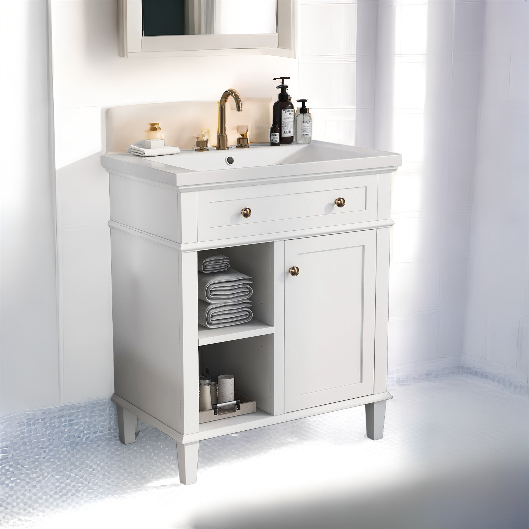 Ronning 30 Bathroom Vanity with Single Sink-Combination Under Counter Sink and Storage Cabinet Vanity Winston Porter Base Finish: White