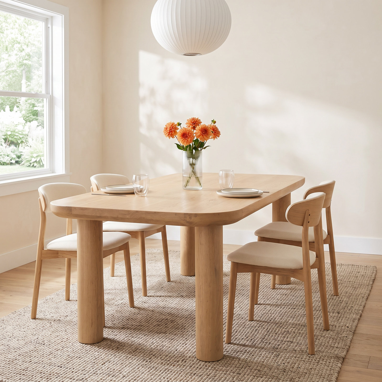 Loes Oak Dining Table, 30"H x 98"L x 42"W