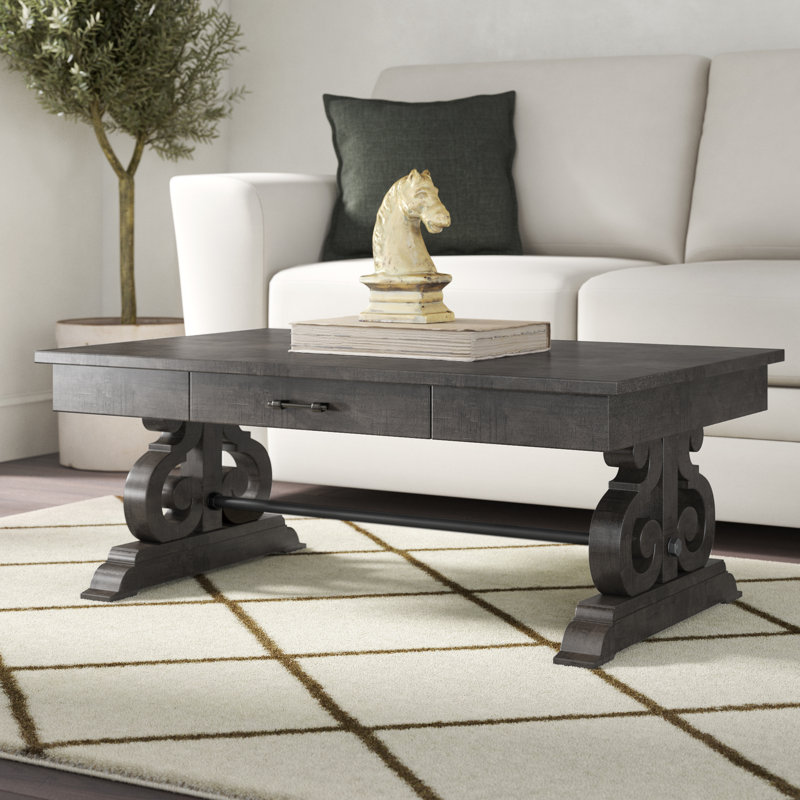 Amree Solid Wood Single Coffee Table, Dark Ash