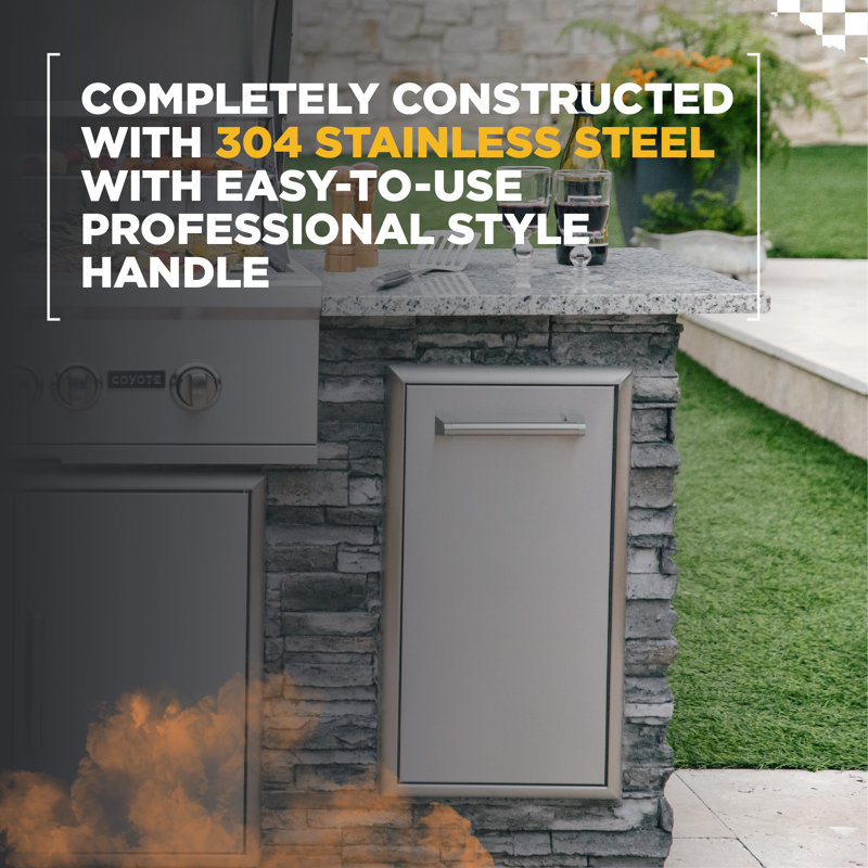 Stainless Steel Outdoor Pull-Out Trash Bin with Handle
