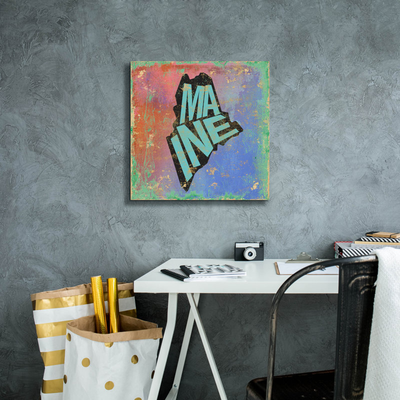 "Maine" par Art Licensing Studio, art épique Graffiti, 18 po x 18 po, H 18 po x l 18 po x P 0,75 po