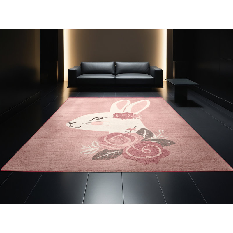 Soft Plush Esser Easter Modern & Contemporary Abstract Area Rug in Beige – Rose Binding, 8x10