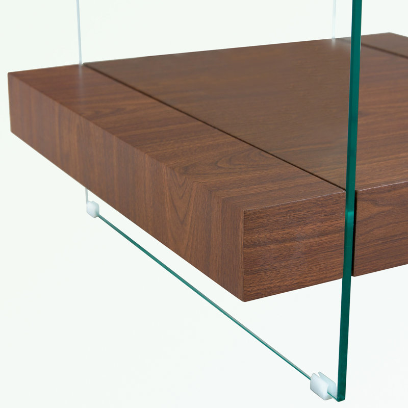 Table basse carrée à 2 niveaux, Noyer