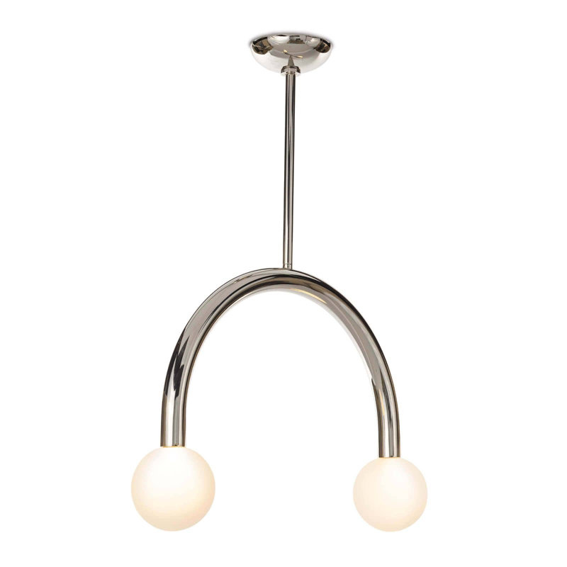 Happy Pendant, Polished Nickel, 16" H x 22.5" W x 5" D