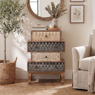 Commode d'appoint à 4 tiroirs, aspect vieilli