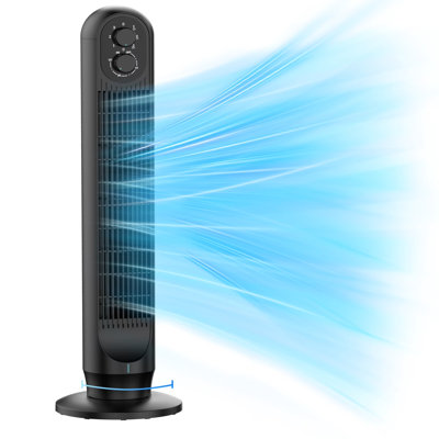 Ventilateur tour, ventilateur sur pied oscillant de 31 po pour la maison, ventilateur de plancher Patbrela avec contrôle à 360 ° à deux boutons, ventilateur sans pales à 3 vitesses pour le bureau de la chambre à coucher