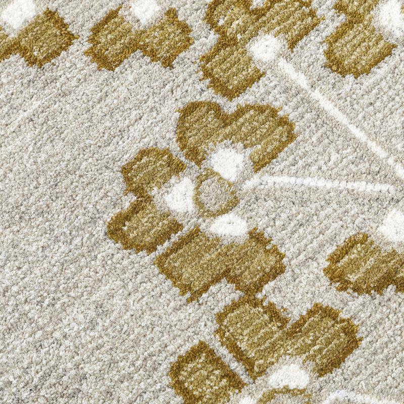 Verdant Rug: Decorator Hand Knotted Rug in Natural/Yellow, Runner 2'6" x 8'