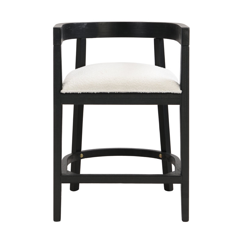 Tabouret de comptoir en bois d'hévéa Gurseese, Noir, Tabouret de comptoir (siège d'une hauteur de 25,2