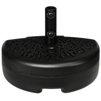 Black Half Umbrella Base For Backyard - Fill With 40Lb Water Or 46Lb Sand, Fits Poles Heavy-Duty Water/46Lb 1.5" & 2" Pole Compatible,