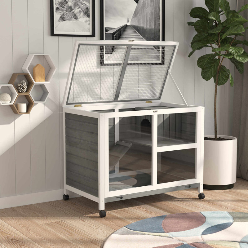 Chenil de lapin gris imperméable avec éléments - Compact, compact
