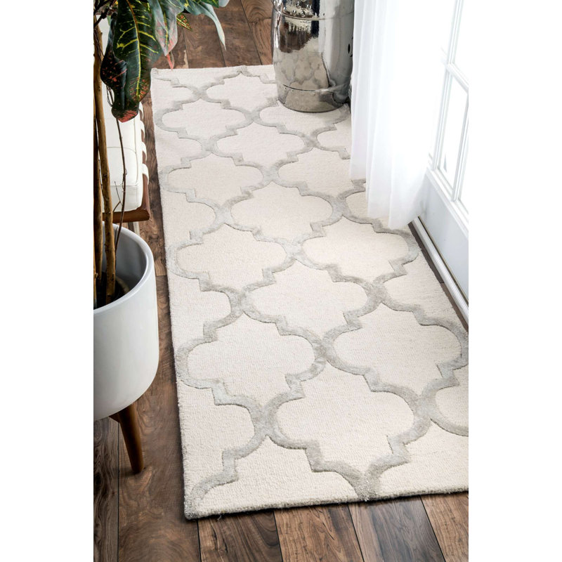 Loyers Geometric Wool Hand Woven Area Rug, Runner 76 x 366cm