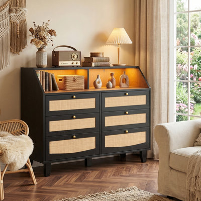  Commode de chambre à coucher en rotin 47 po