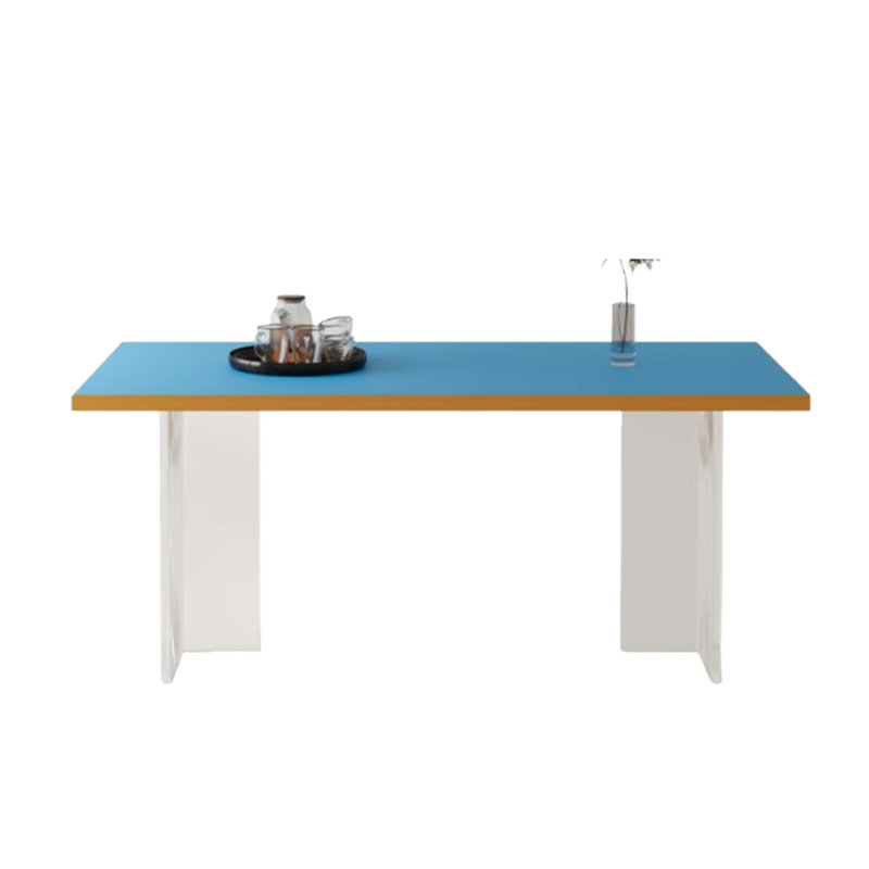 Bureau d'écriture en acrylique bleu transparent, H 29,52 po x l 78,74 po x P 31,49 po