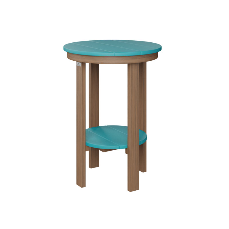 Outdoor Round Side Table, Antique Mahogany, 29" H x 21.5" W x 21.5" D, Aruba Blue