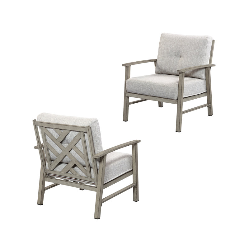 SeeHill Aluminum Outdoor Sofa Chairs Set of 2, Modern Weatherproof Patio Armchair with 5.9" Thick Cushions, UV-Resistant, Durable, Easy Assembly for Backyard, Balcony, Poolside, Porch, Dark Gray