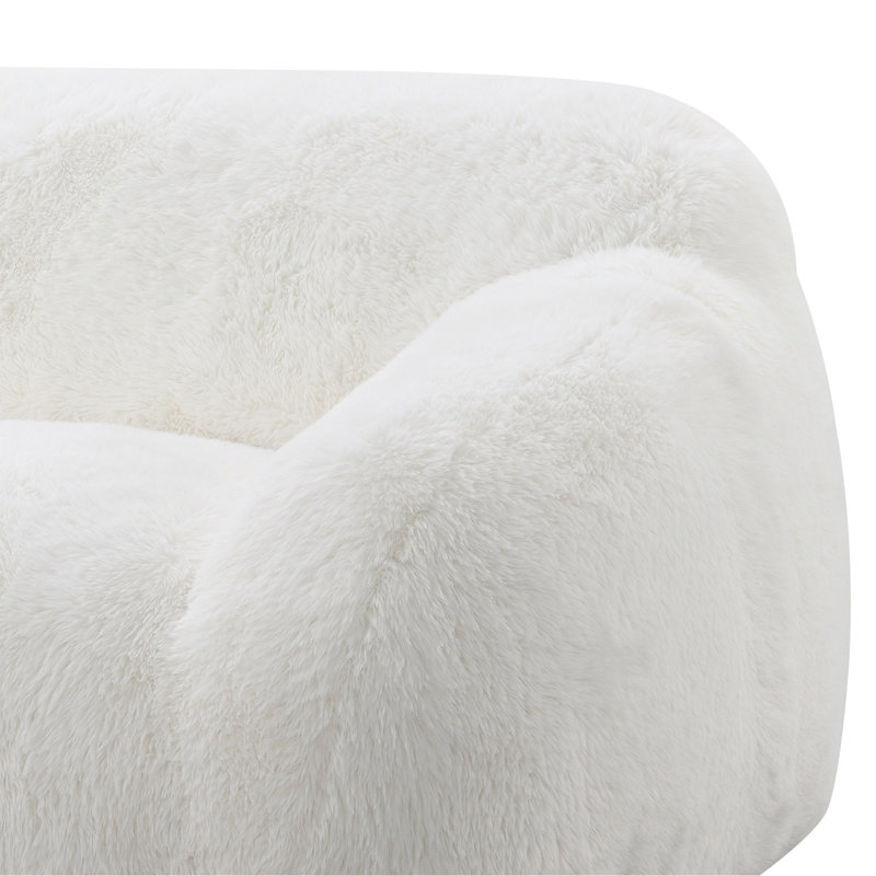 Fauteuil moelleux pivotant en fausse fourrure, White