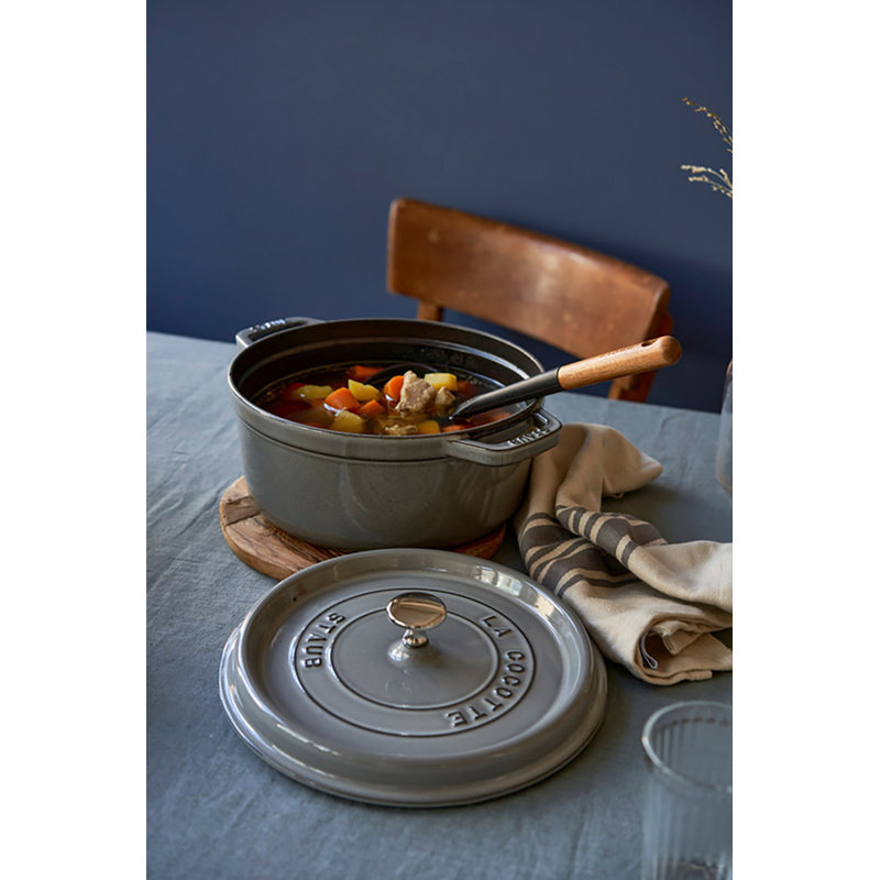 La Cocotte Cast Iron Round Cocotte, 13.25 quarts, Graphite Gray