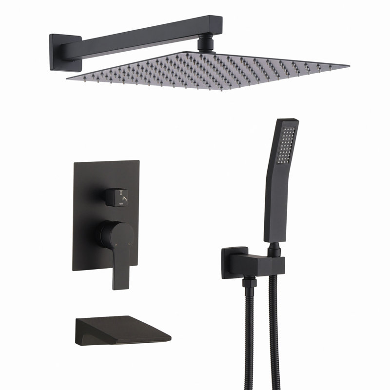 Ensemble de robinet de douche Système de douche à pluie avec pomme de douche à pluie et ensemble de poignées Dispositifs de douche modernes Pomme de douche 10 po avec valve de douche combinée incluse