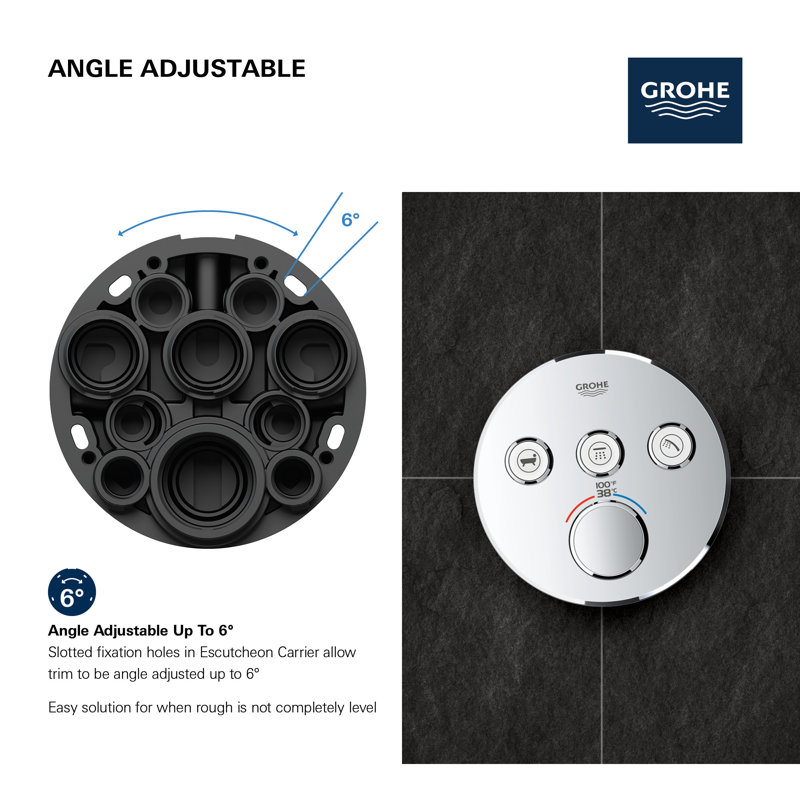 GROHE Grohtherm Triple-Function Shower Thermostatic Valve Trim Kit, Brushed Cool Sunrise