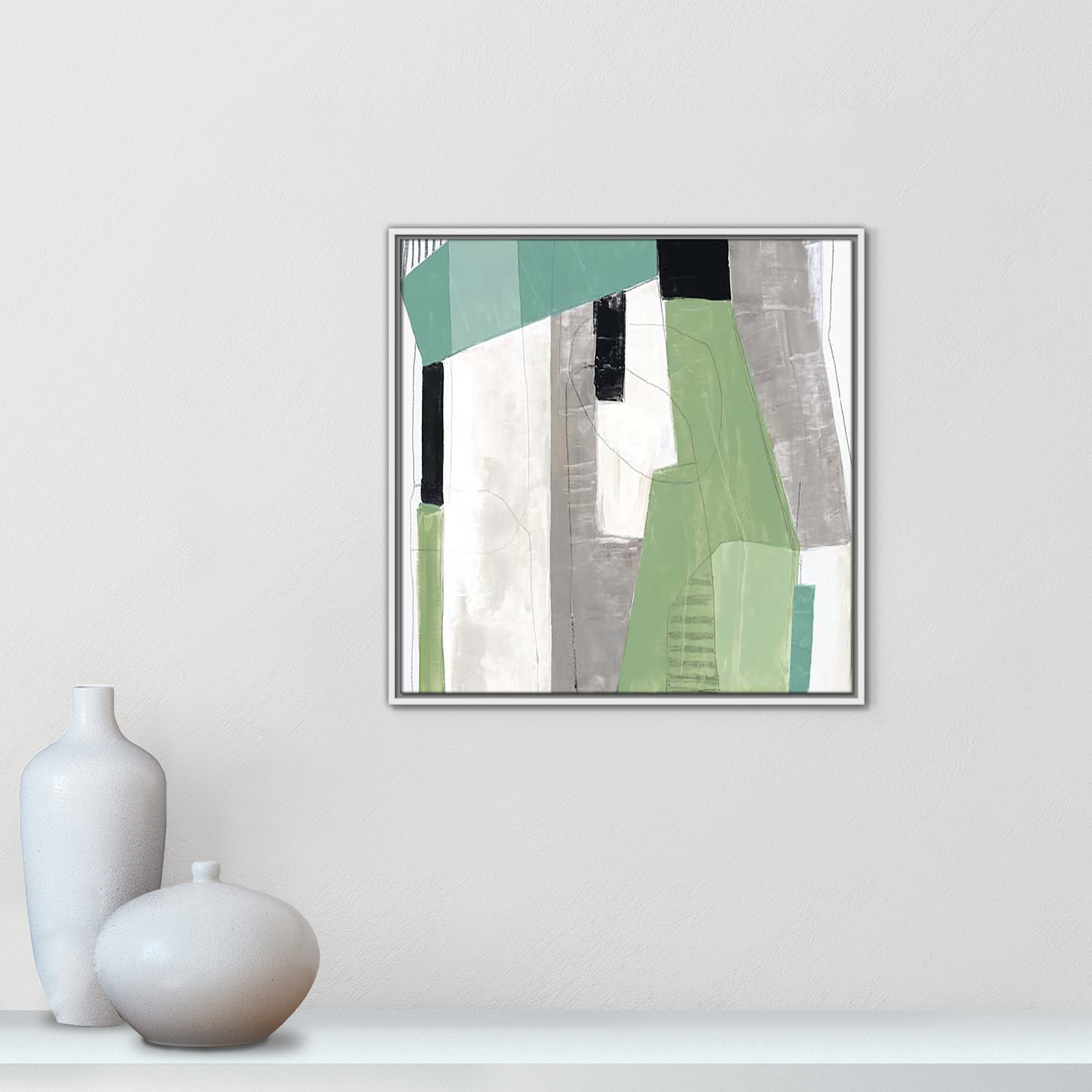 Evergreen Essence I Print, 25.5" H x 25.5" W x 2" D, White Floater Framed