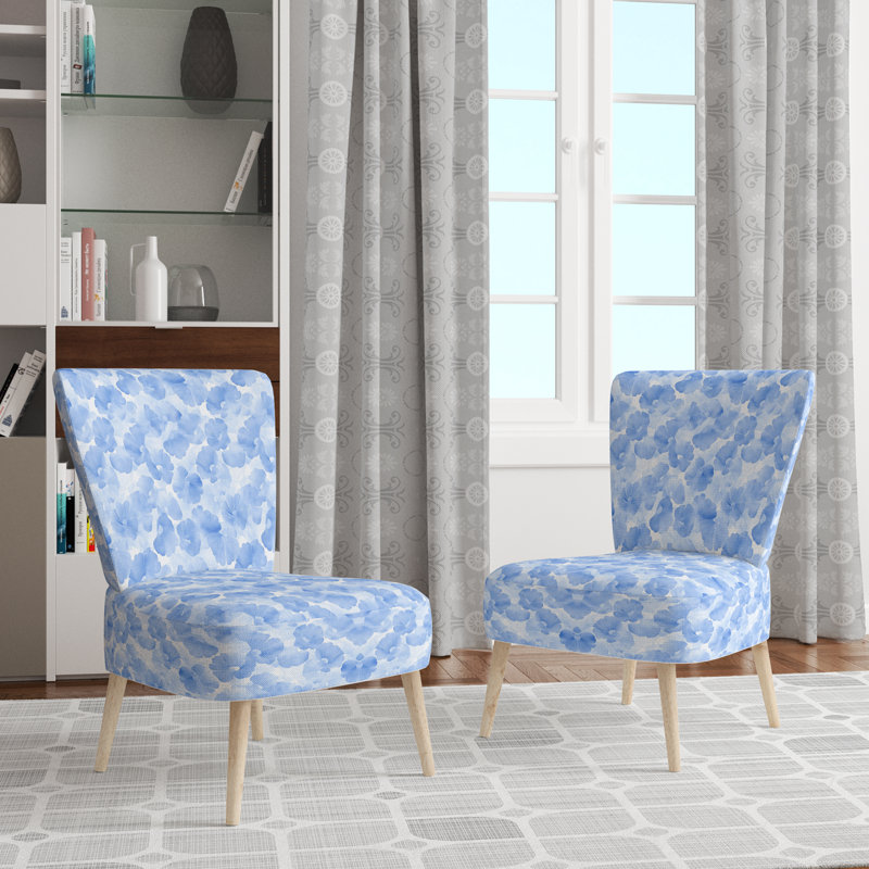 Chaise d'appoint Floral - Chaise d'appoint bleue à fleurs bleues, Chaise d'appoint sans accoudoirs