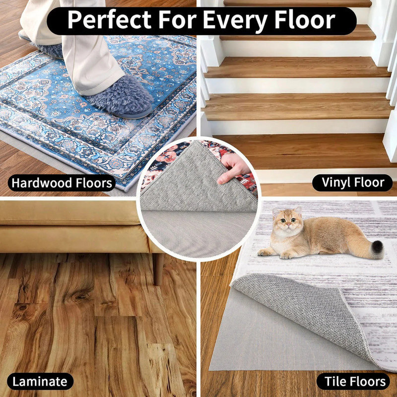 White Silicone Anti-Slip Mat, Rectangle 5' x 7'