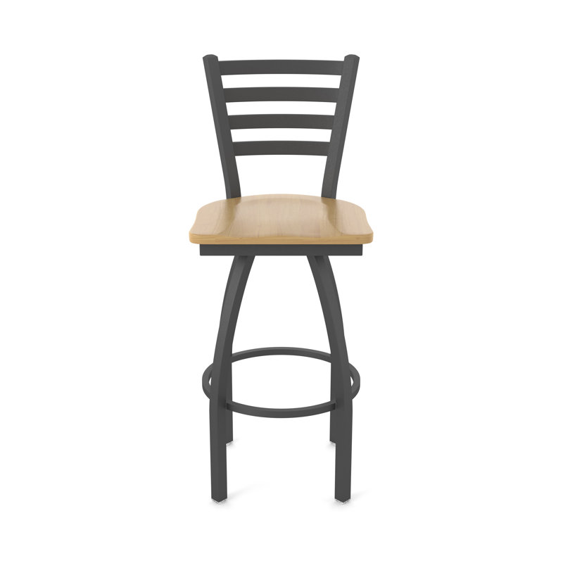 Tabouret pivotant Jackie, Bois - Érable naturel, Étain, Tabouret de comptoir (siège d'une hauteur de 25 p
