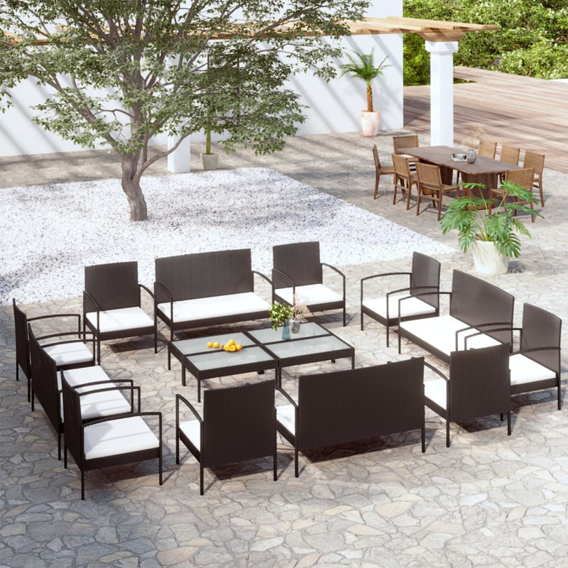 Lounge Complete Patio Set, White, Black