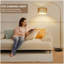 Lampe sur pied en arc pour chambre à coucher avec abat-jour en rotin et lin, lampe sur pied dorée avec télécommande et ampoule à intensité variable, lampe sur pied rustique avec 3 températures de couleur, grande lampe campagnarde à hauteur réglable pour le salon-1904097962