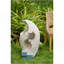 Fontaine abstraite blanche 16,9 x 10,2 x 31,9 po avec base bleue et lumière, pour l'intérieur et l'extérieur