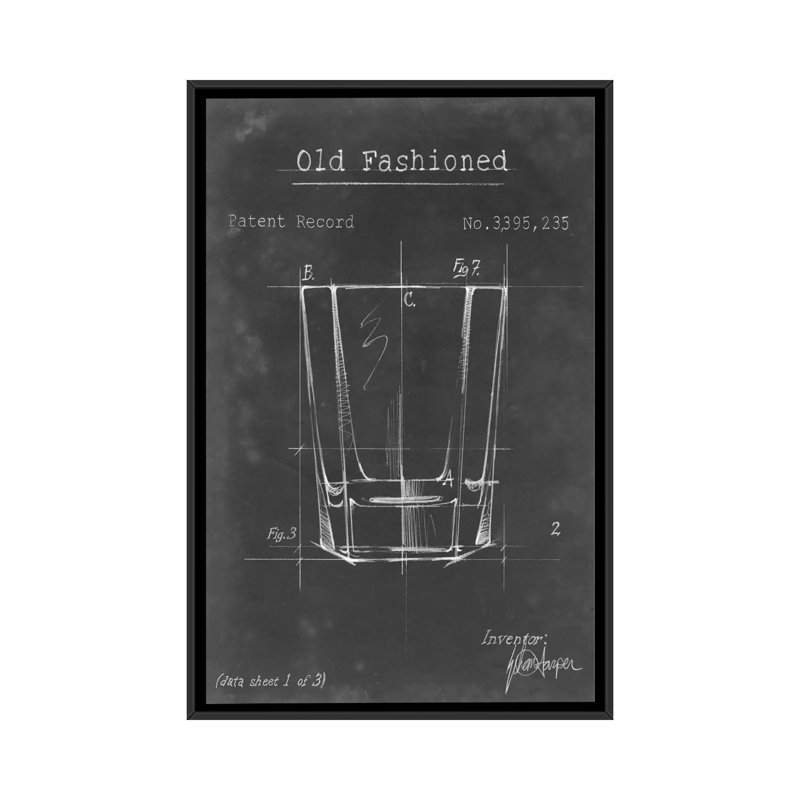 «Barware Blueprint I» par Ethan Harper - Estampe numérique sur toile tendue avec châssis, H 26 po x l 18 po, Toile encadrée