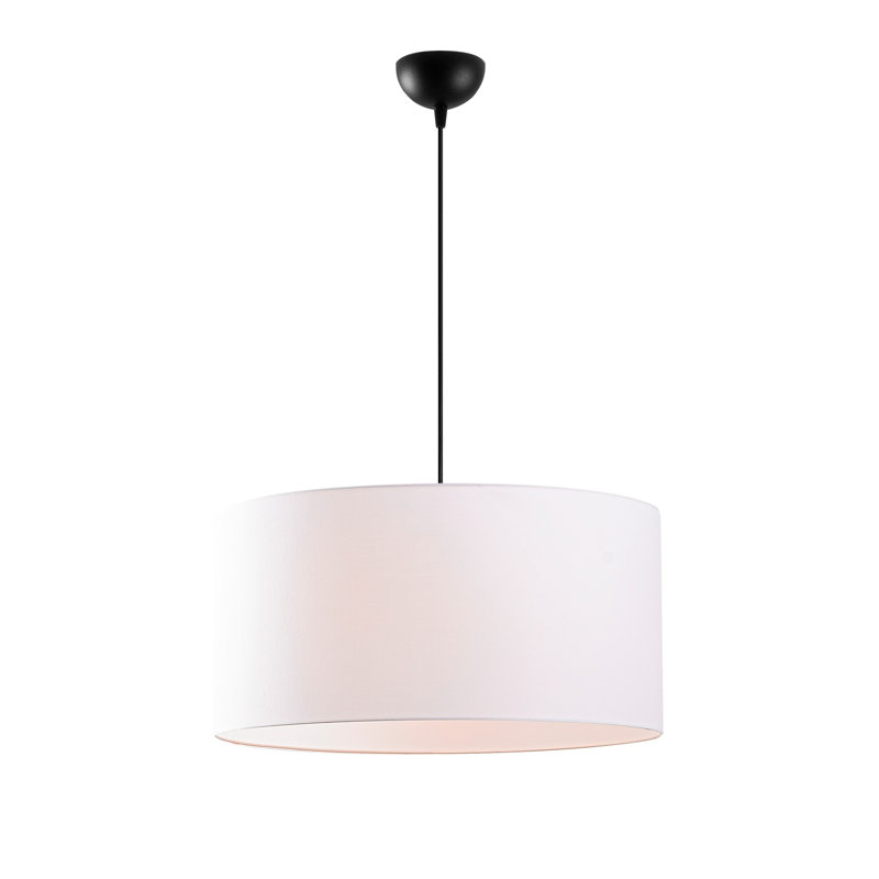Lustre scandinave élégant, hauteur réglable 16,5 - 47,6 pouces | Corps en métal blanc avec capuchon en tissu, 19,7 pouces de diamètre, douille E27 (40 W maximum) | Éclairage moderne pour la salle à manger et les espaces de vie, classé IP20