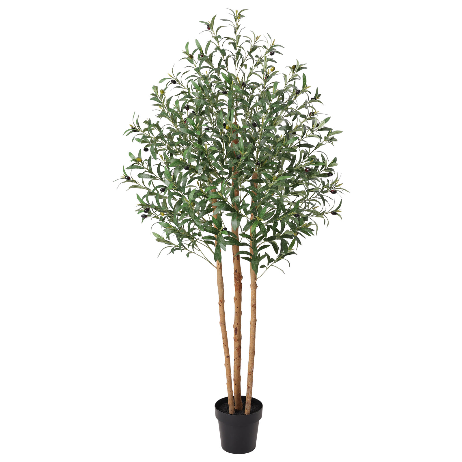 Artificial Olive Tree, Faux Olive Tree, Olive Tree Artificial, Fake Olive Tree, Tall Artificial Olive Tree - Potted Indoor Decor for Home Office - 5ft/6ft/7ft Tall Wood Trunk, Bendable Branches, Leaves & Lifelike Fruit for Living Room Entryway Corner