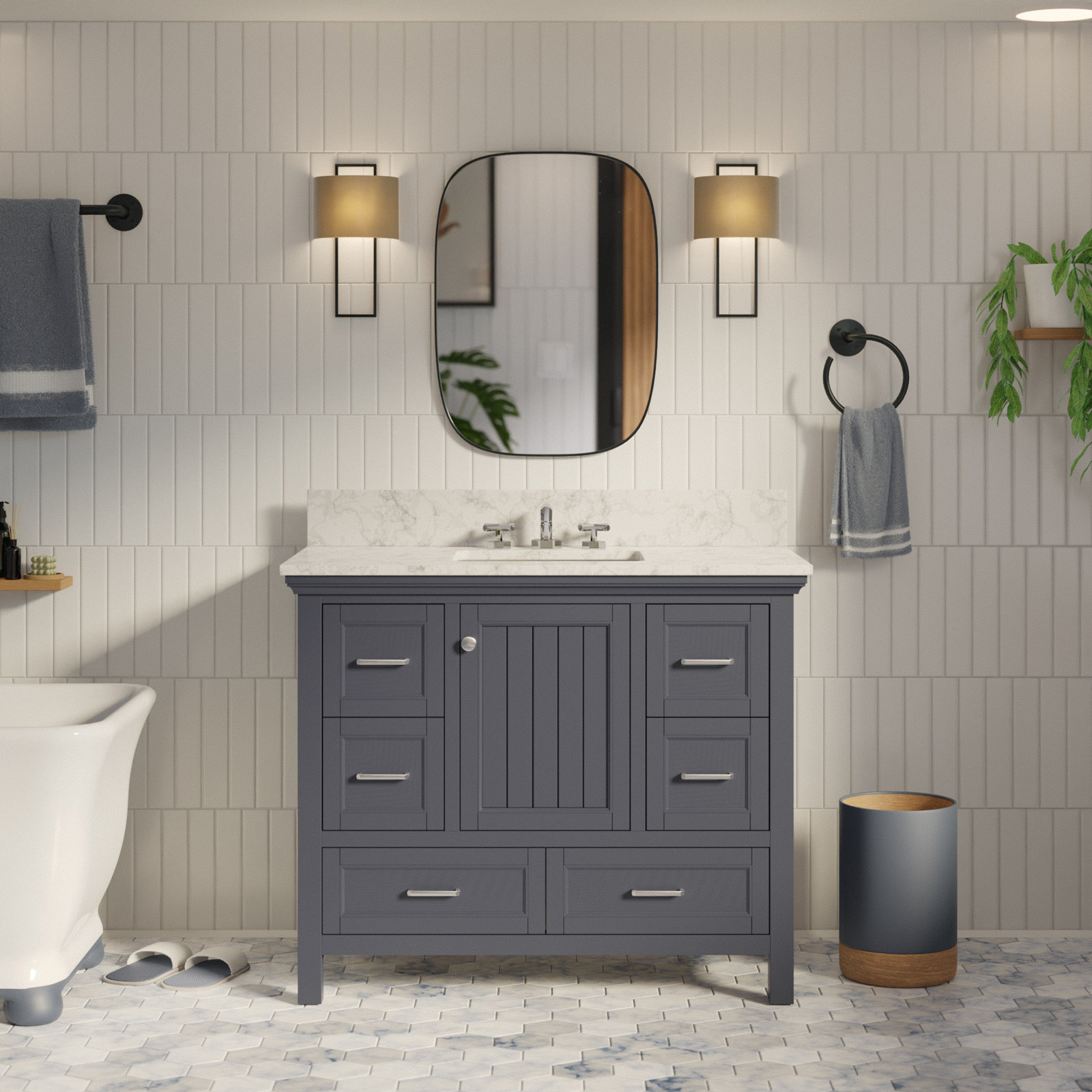 Maven 42'' Single Bathroom Vanity, Charcoal Gray