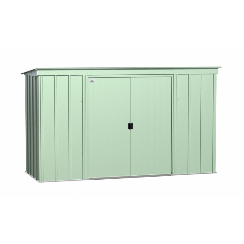 10 ft. W x 4 ft. D Galvanized Steel Horizontal Storage Shed, Sage Green