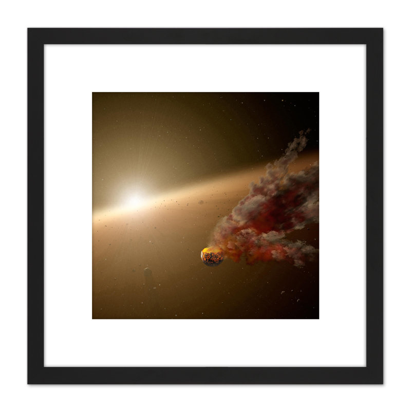 Space NASA Asteroid Collision Star Planet Illustration - Single Picture Frame Print