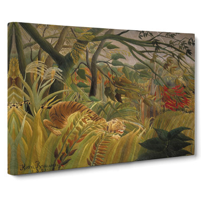 Tiger In A Tropical Storm by Henri Rousseau - Wrapped Canvas Painting