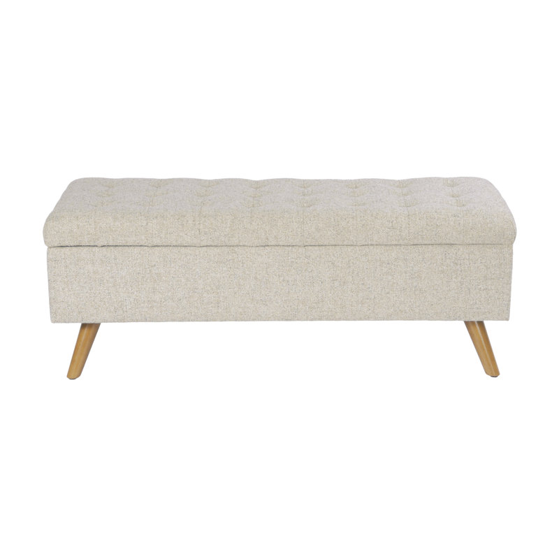 Ataru Upholstered Flip Top Storage Bench, Textured Cream