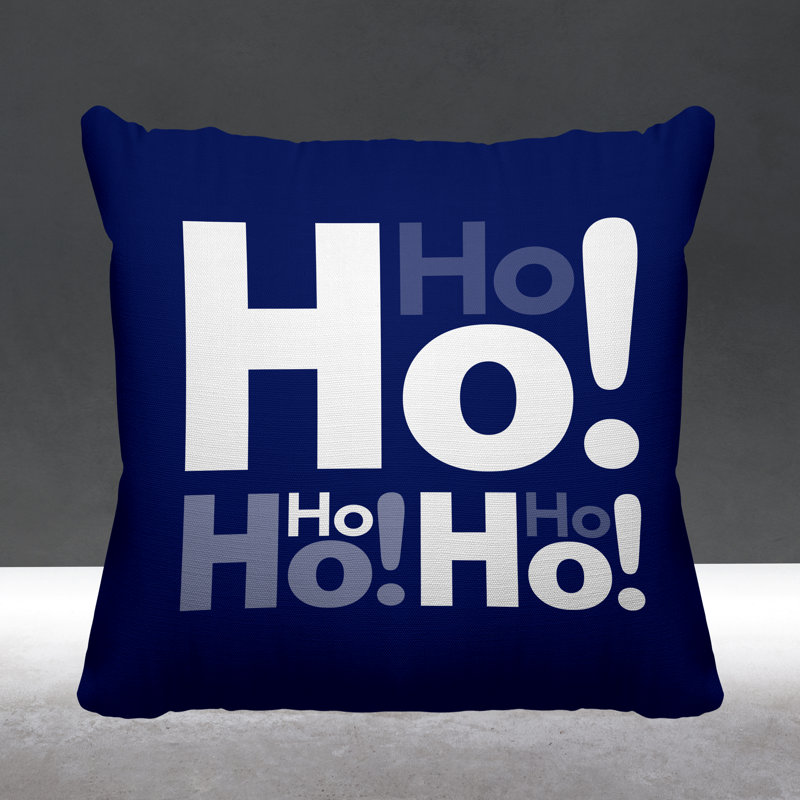 Coussin intérieur / extérieur Hohoho Christmas, L 19 po x H 19 po, Bleu marine