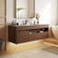 Meuble-lavabo simple 47,24 po avec comptoir en pierre et meuble-lavabo encastré en bois massif