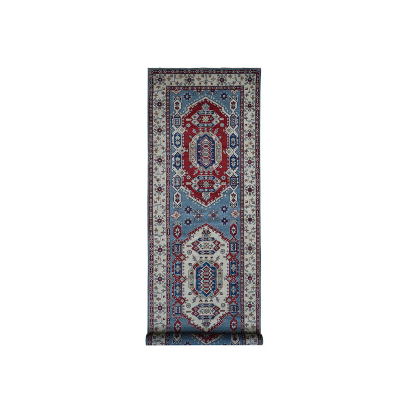 Tapis de couloir très large et long en laine noué à la main 5 pi 3 po x 19 pi 9 po bleu Kazak 12D511D6C0B44FC8B0BCFD1C6B3619A8