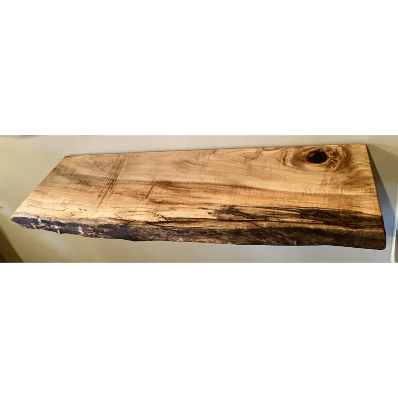 Maple Solid Wood Floating Shelf with Live Edge, 2" H x 66" W x 12" D