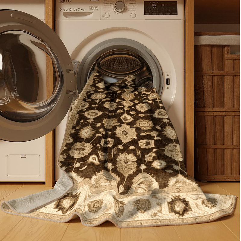 Tapis brun lavable à la machine, Rectangulaire 2 pi x 3 pi