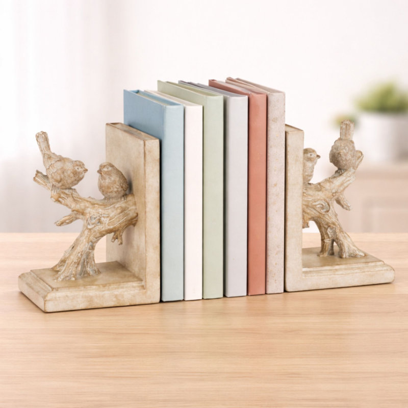 Serre-livres oiseau sur une branche (ensemble de 2)