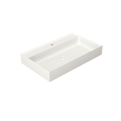 Stone Resin Solid Surface Bathroom Vanity Basin - Matte White, 18.66 In Wide, 31.38 Deep, 4.62 High, 33.85 Lb, Adapts Well To All Designs, High Grade Material, Multiple Installation Ways, Elegant