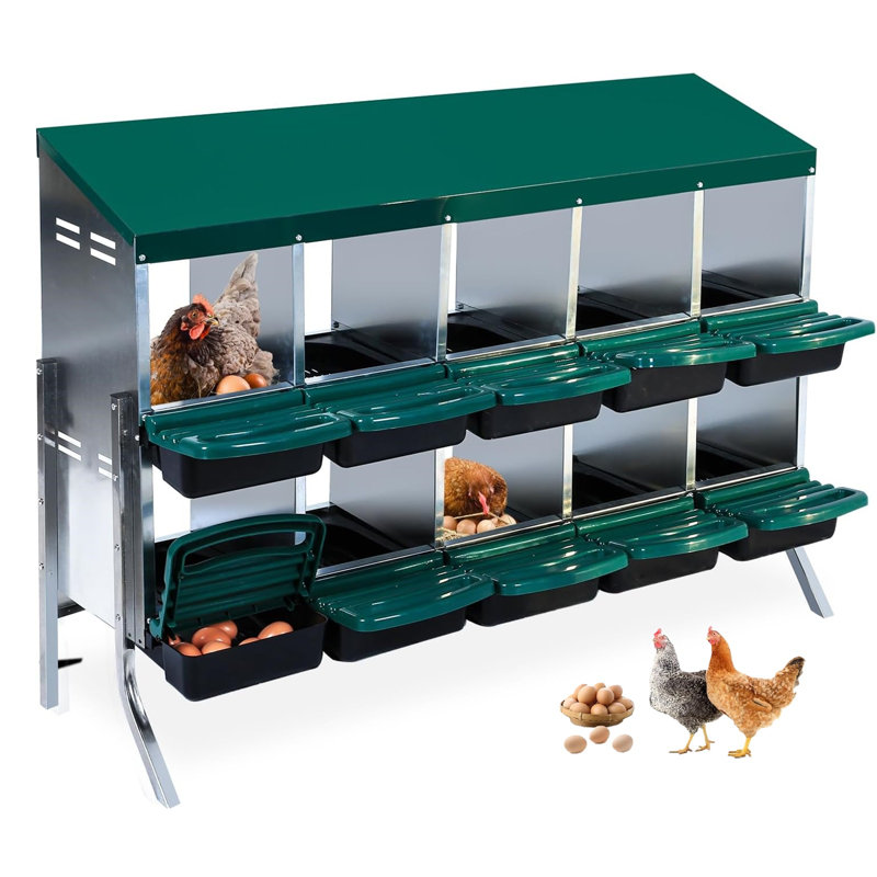 Nichoirs pour poulets, nichoirs à poules, nichoirs à roulettes avec pieds, nichoirs pour poules pondeuses, nichoirs pour poules avec couvercle pour poulailler, 10 compartiments