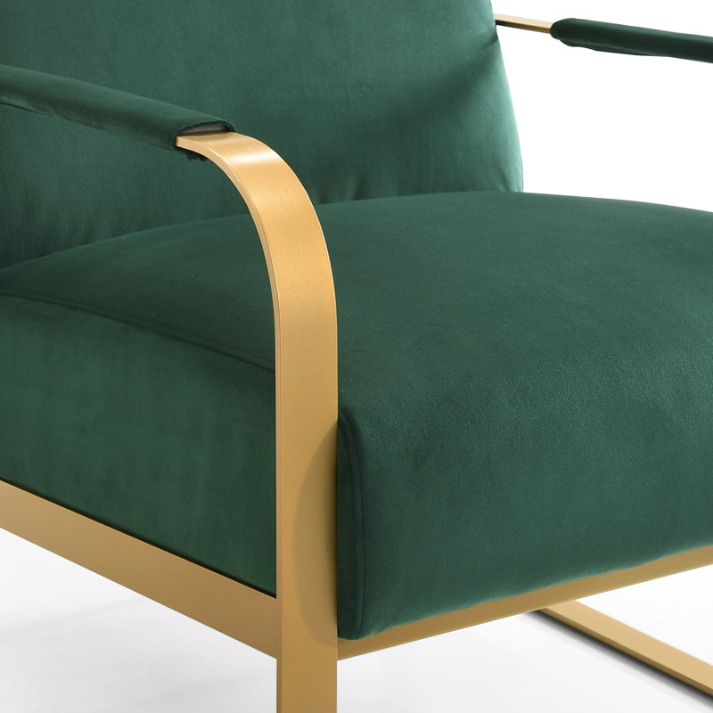 Fauteuil de 25 po de large Quentin, Velours vert, Or