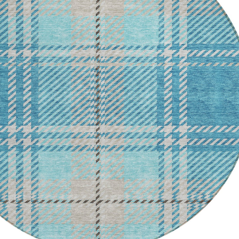 Tapis rond bleu sarcelle lavable 8 po